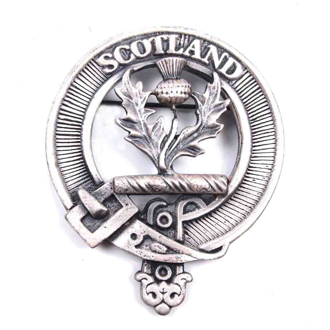 Premium Scottish clan crest badge featuring intricate design, symbolizing heritage and pride in Scottish culture.