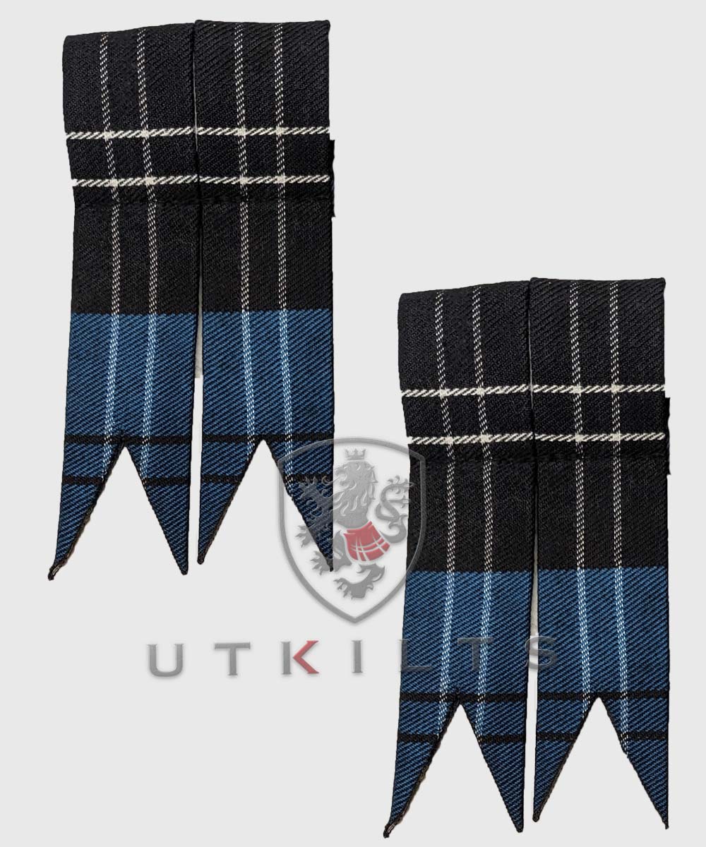thumbnail image 2 of TC Men’s Kilt Sock Flashes – Air Force Blue Tartan – Scottish Kilt Hose Flashes, Size L, Acrylic Wool 2 of 4