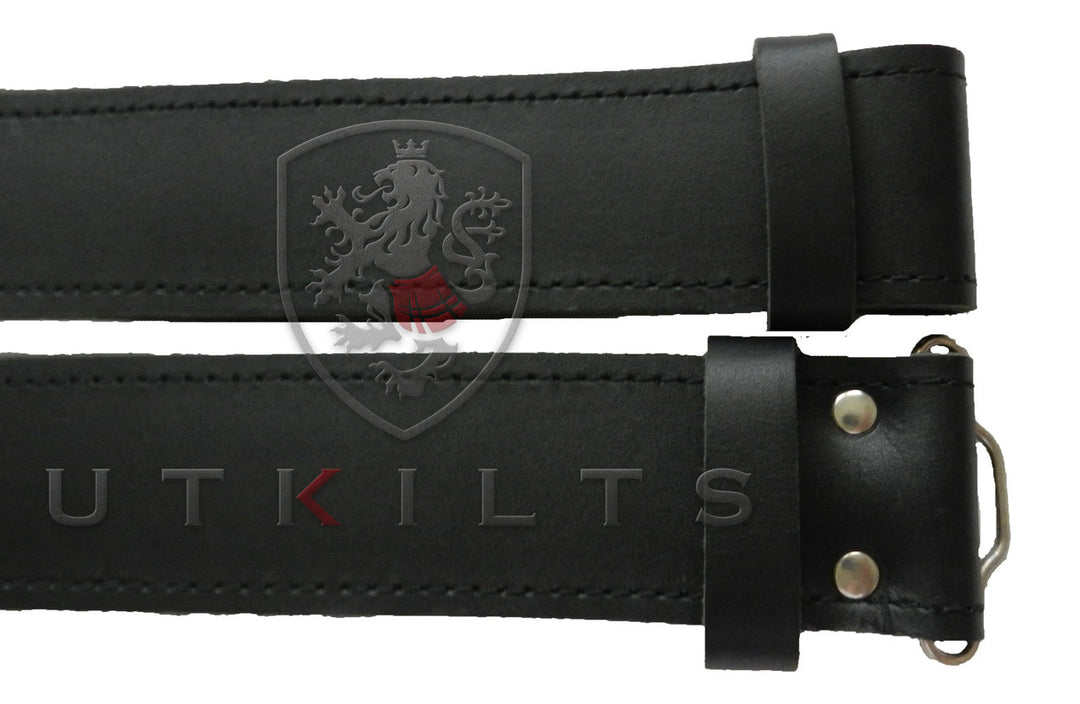 Kilt Belt – Black Leather, Smooth Finish