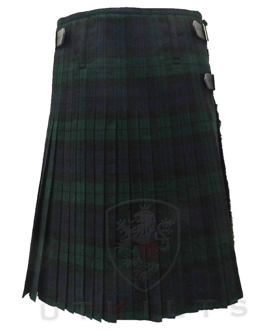 Premium Black Watch Wool Traditional Kilt - Pleats.