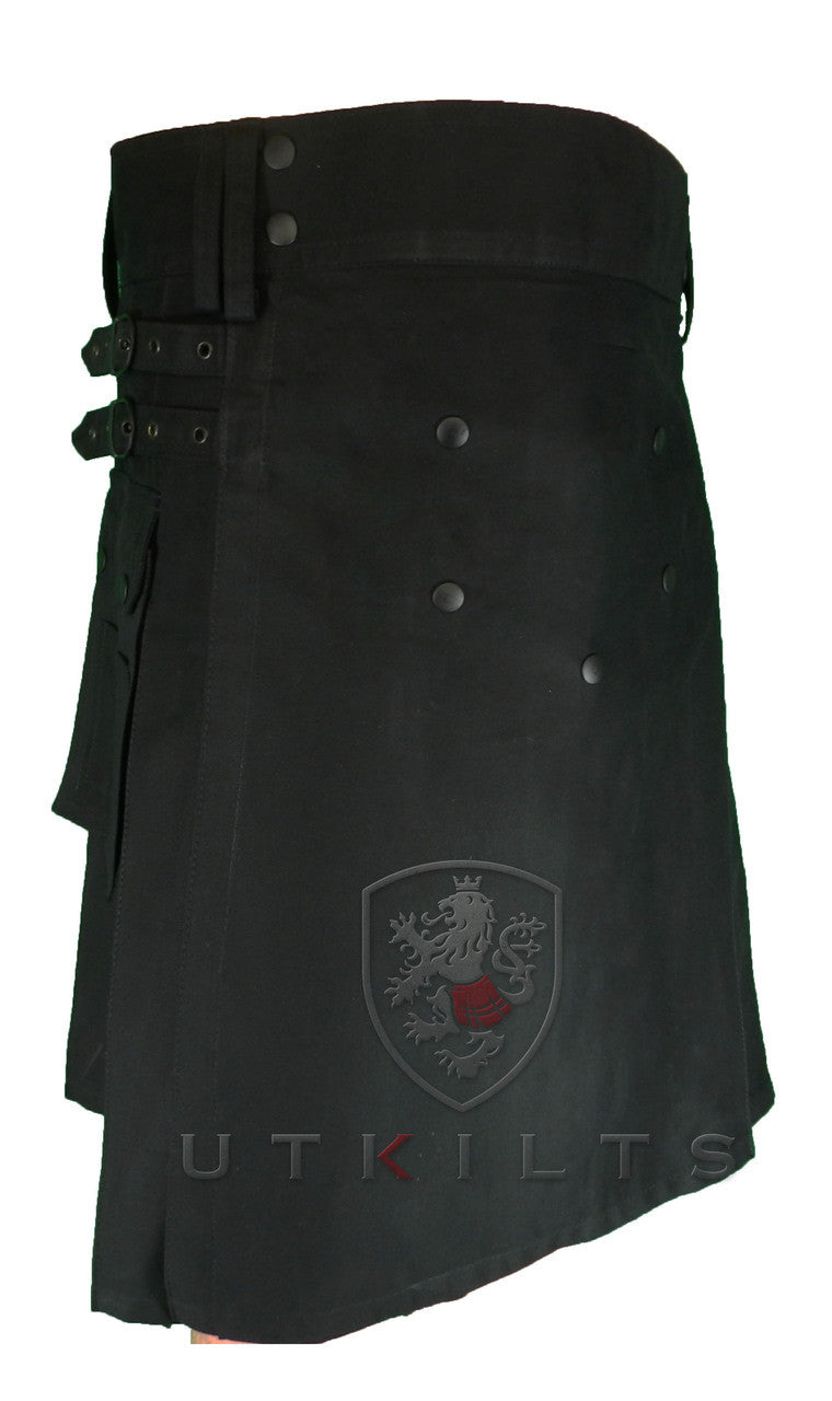 Utility Kilt - Deluxe Blackout, all hardware powder coated black