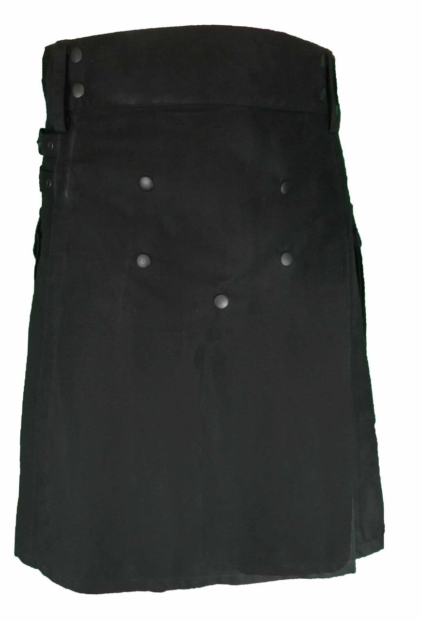 Utility Kilt - Deluxe Blackout front view