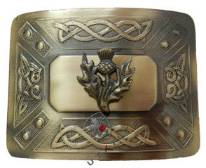 6 Thistle Antiqued Brass Buckle