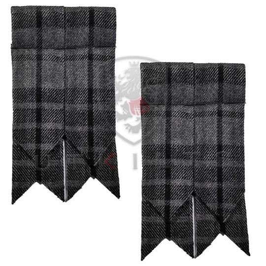 Gray Watch Wool Tartan Kilt Hose Flashes