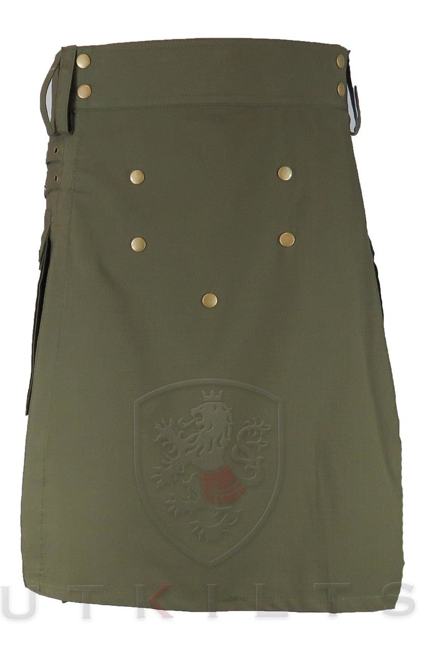 Deluxe Olive Green Utility Kilt Ripstop