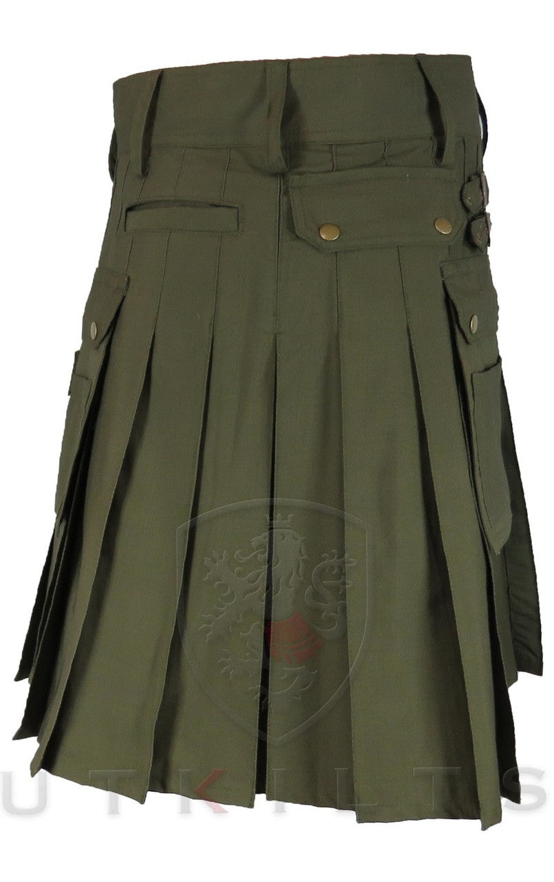 Deluxe Olive Green Utility Kilt Ripstop