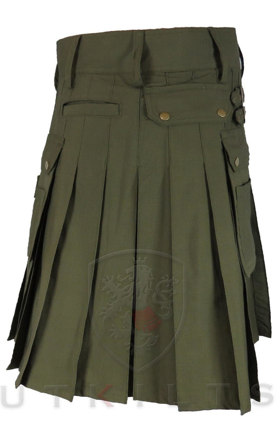 Deluxe Olive Green Utility Kilt Ripstop