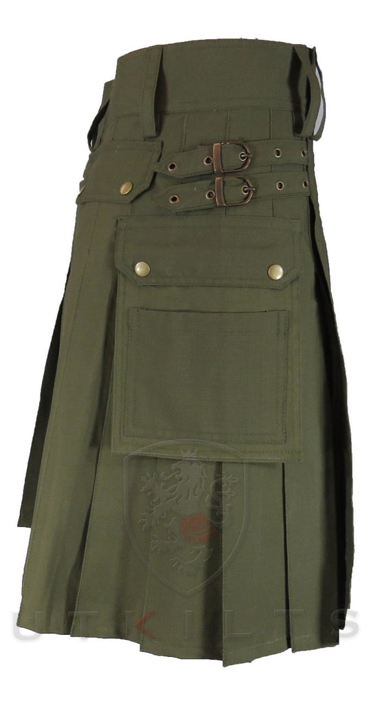 Deluxe Olive Green Utility Kilt Ripstop