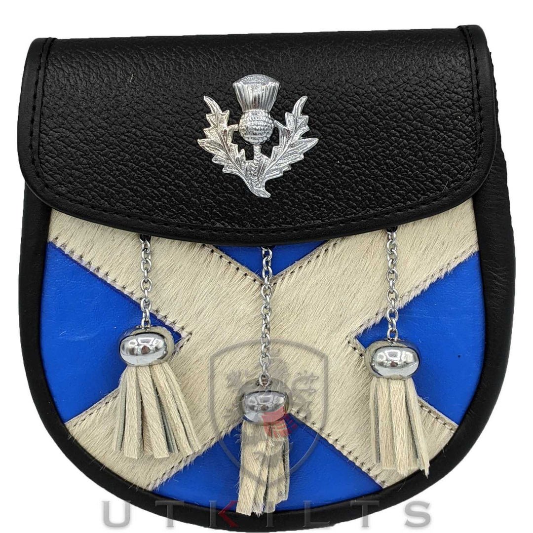 Scottish Saltire with Thistle Semi Formal Sporran