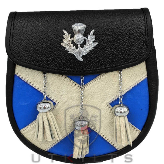 Scottish Saltire with Thistle Semi Formal Sporran