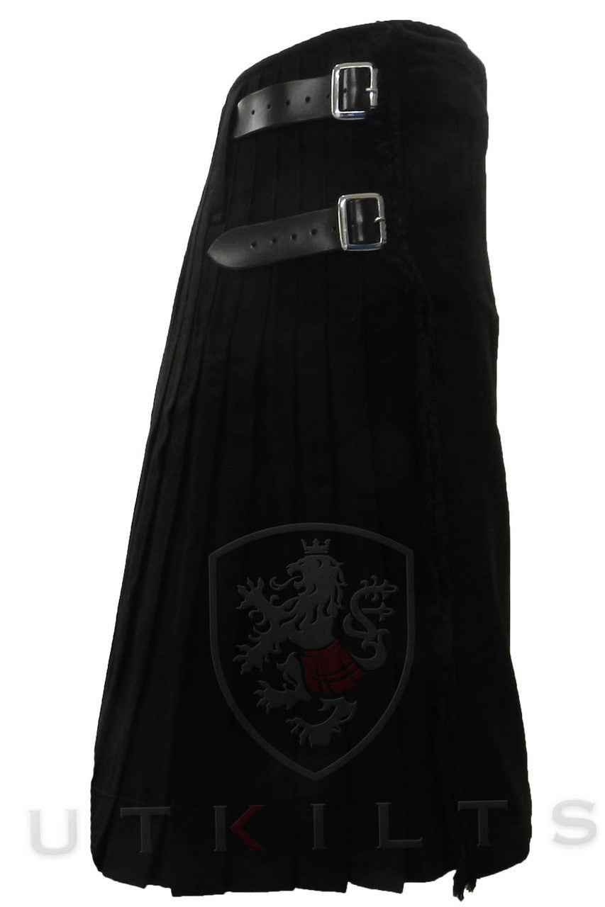 Solid Black Traditional Kilt - Side 1