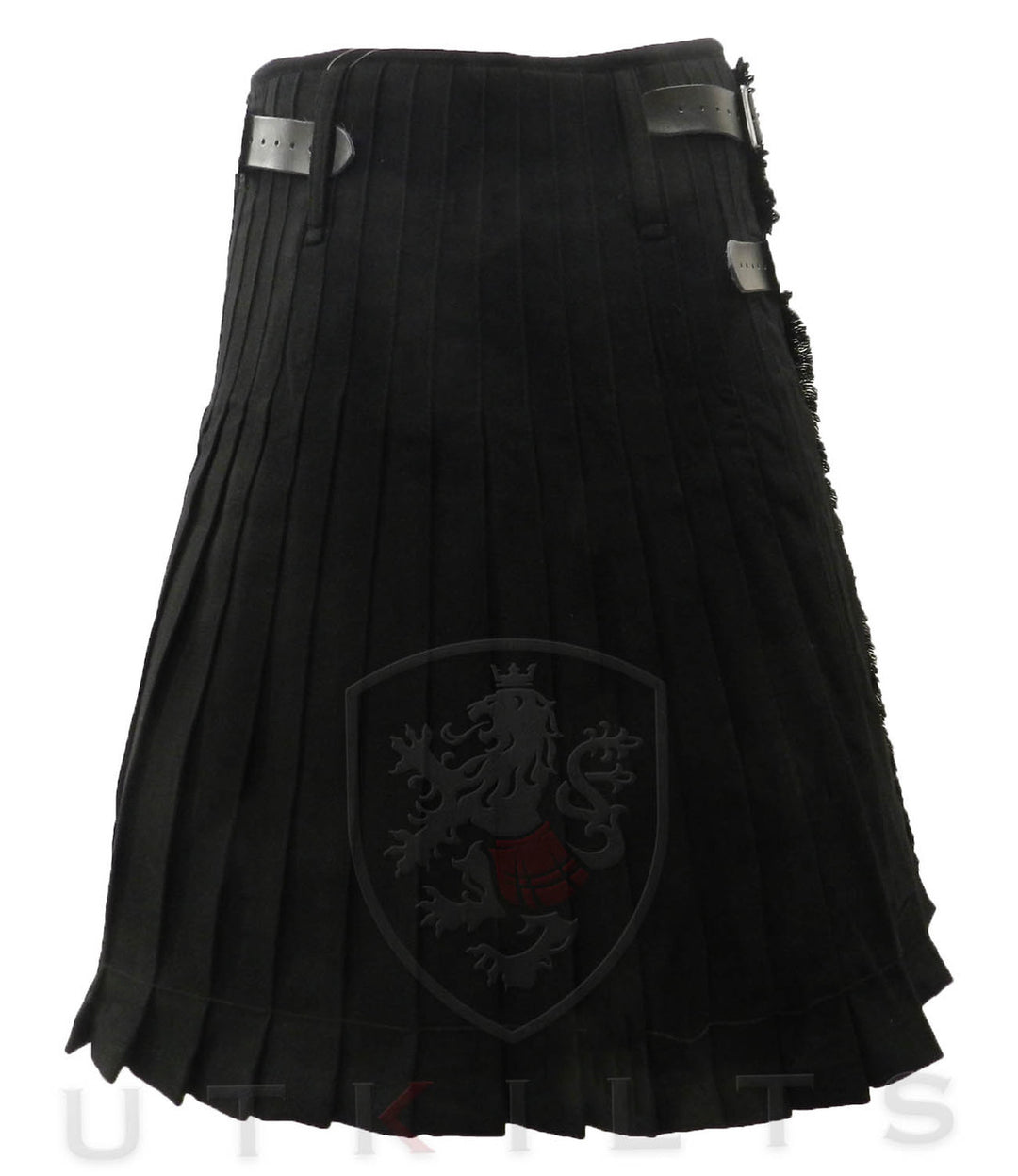 Solid Black Traditional Kilt - Pleats