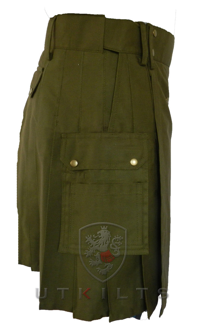 Ultimate Olive Green Ripstop Utility Kilt with Comfort Waist