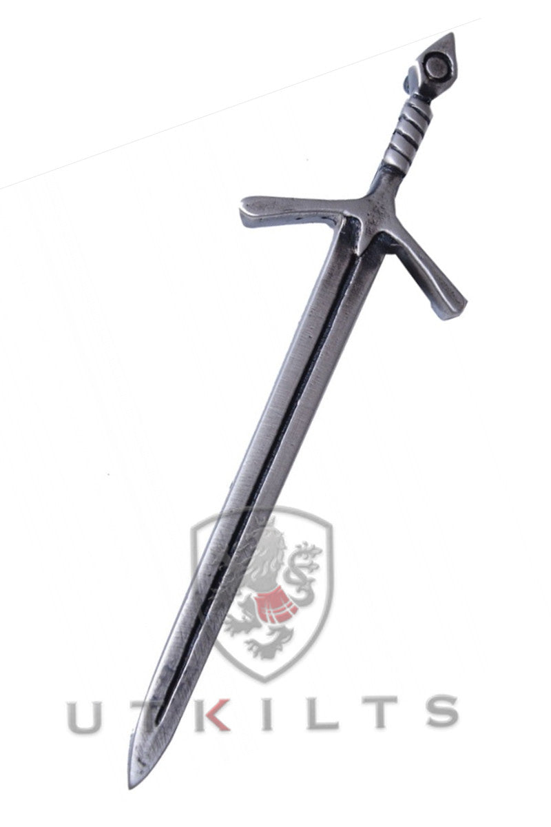 Premium Scottish West Highland Battle Sword Kilt Pin Antique Silver