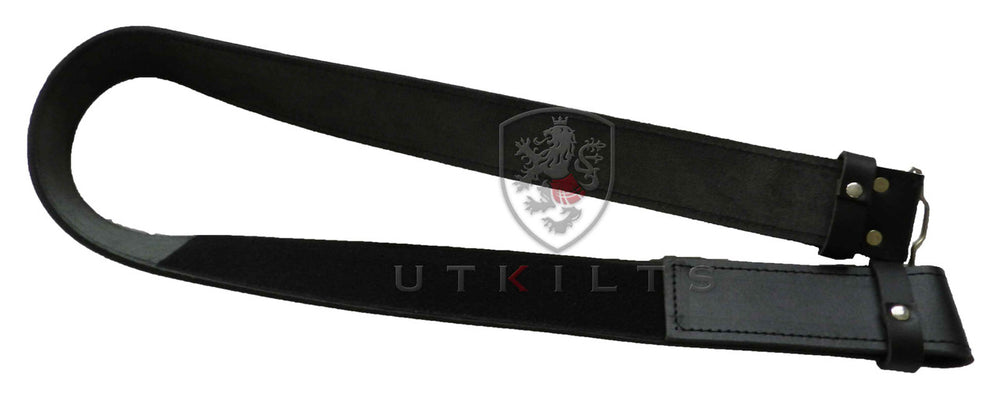 Kilt Belt – Black Leather, Celtic Knot Embossed Finish