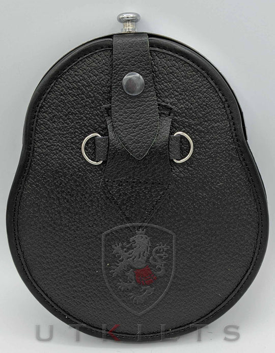 Kilt Sporran – Dress, Black V-Chained with Studded Knot Badge