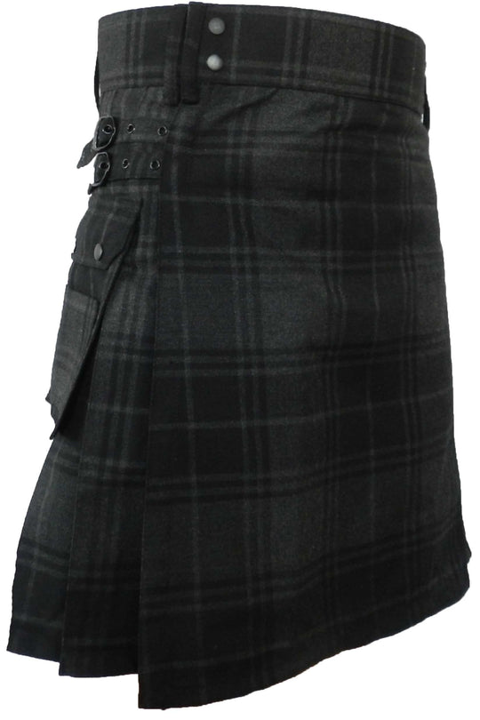 CLEARANCE! Standard Highlander Gray Tartan Utility Kilt - 34x20