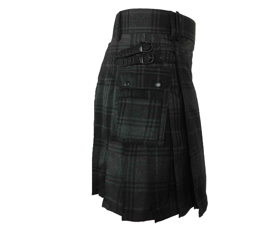 CLEARANCE! Standard Highlander Gray Tartan Utility Kilt - 34x20