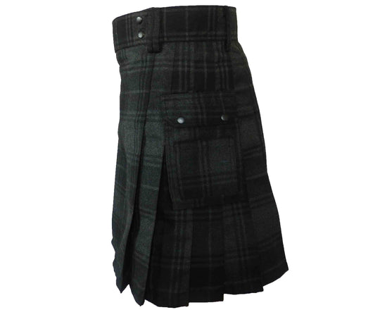 CLEARANCE! Standard Highlander Gray Tartan Utility Kilt - 34x20