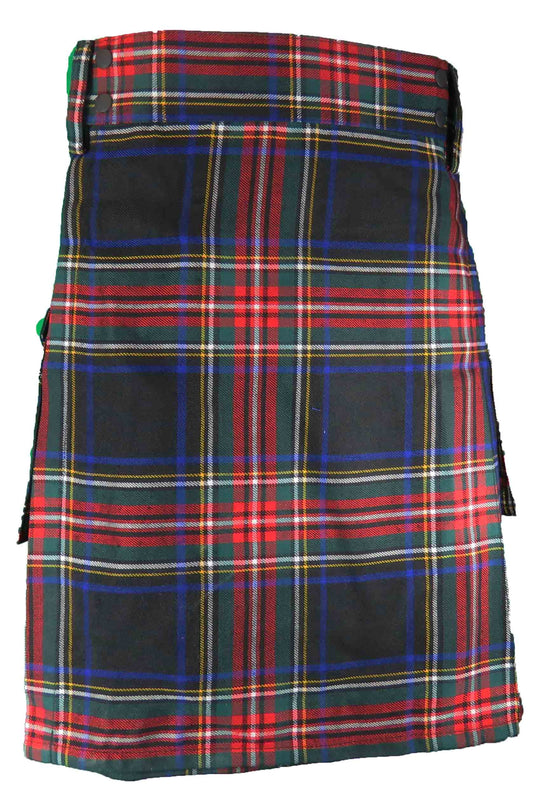 CLEARANCE! Utility Kilt – GlenLoch, Stewart Black, Wool, 40x24.5