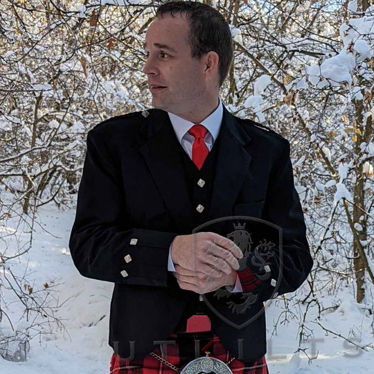 CLEARANCE Argyll Formal Kilt Jacket and Vest Black - 48 Custom