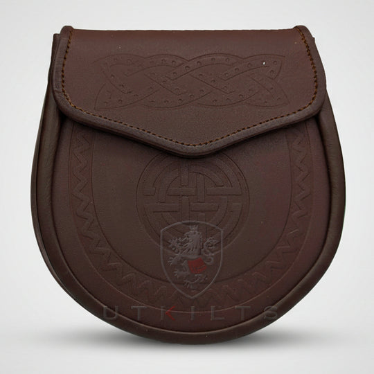 Kilt Sporran – Daywear, Celtic Knot Embossed Brown