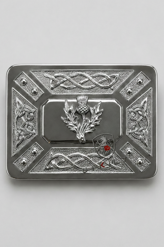 Kilt Buckle – Heritage, Thistle & Knot Chrome