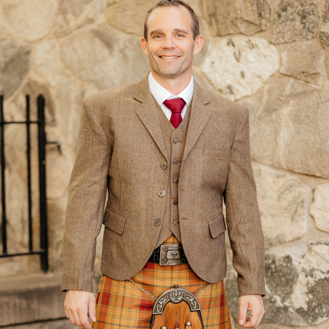 CLEARANCE Wallace Kilt Jacket and Vest Tweed Brown - 42 Custom