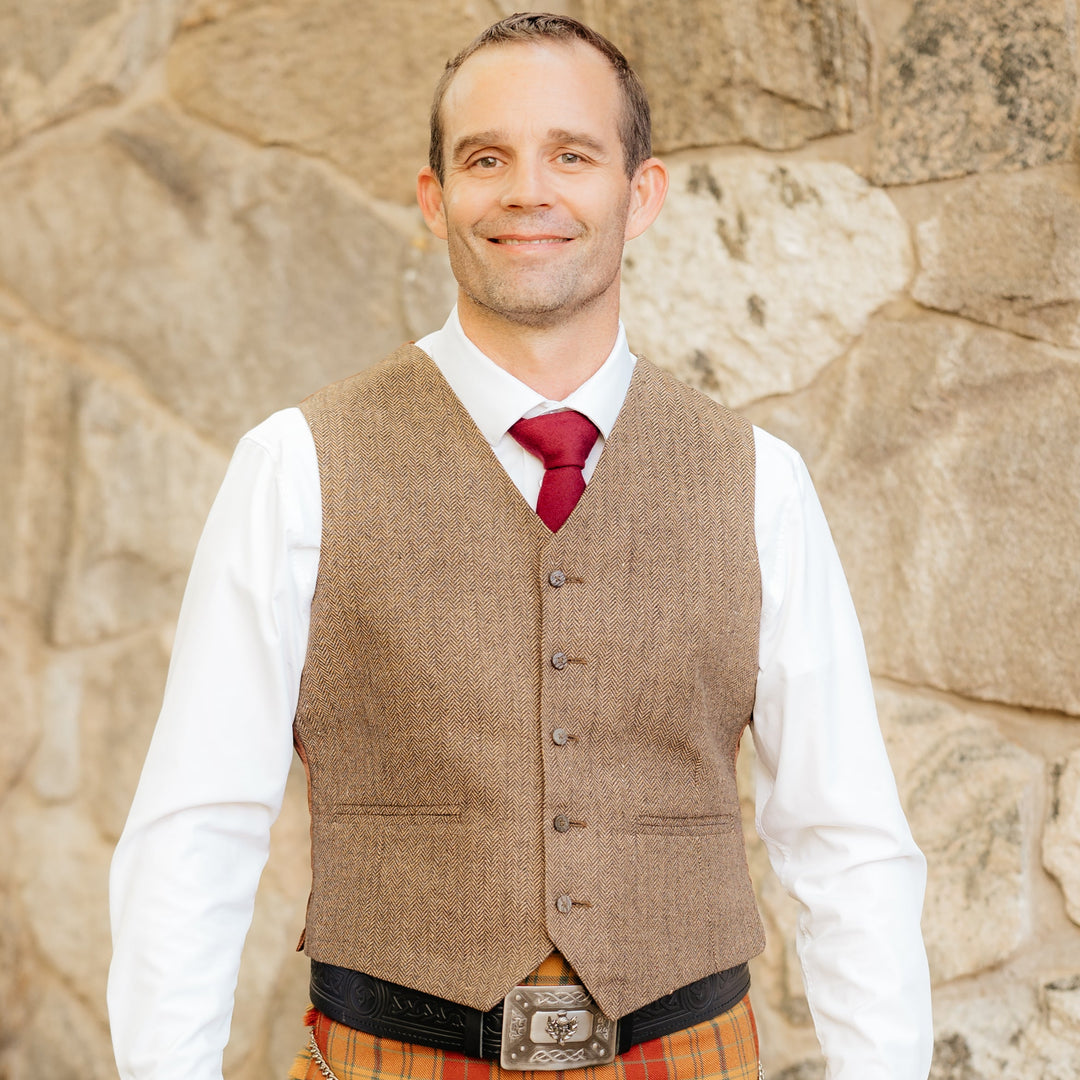 CLEARANCE Wallace Kilt Jacket and Vest Tweed Brown - 42 Custom