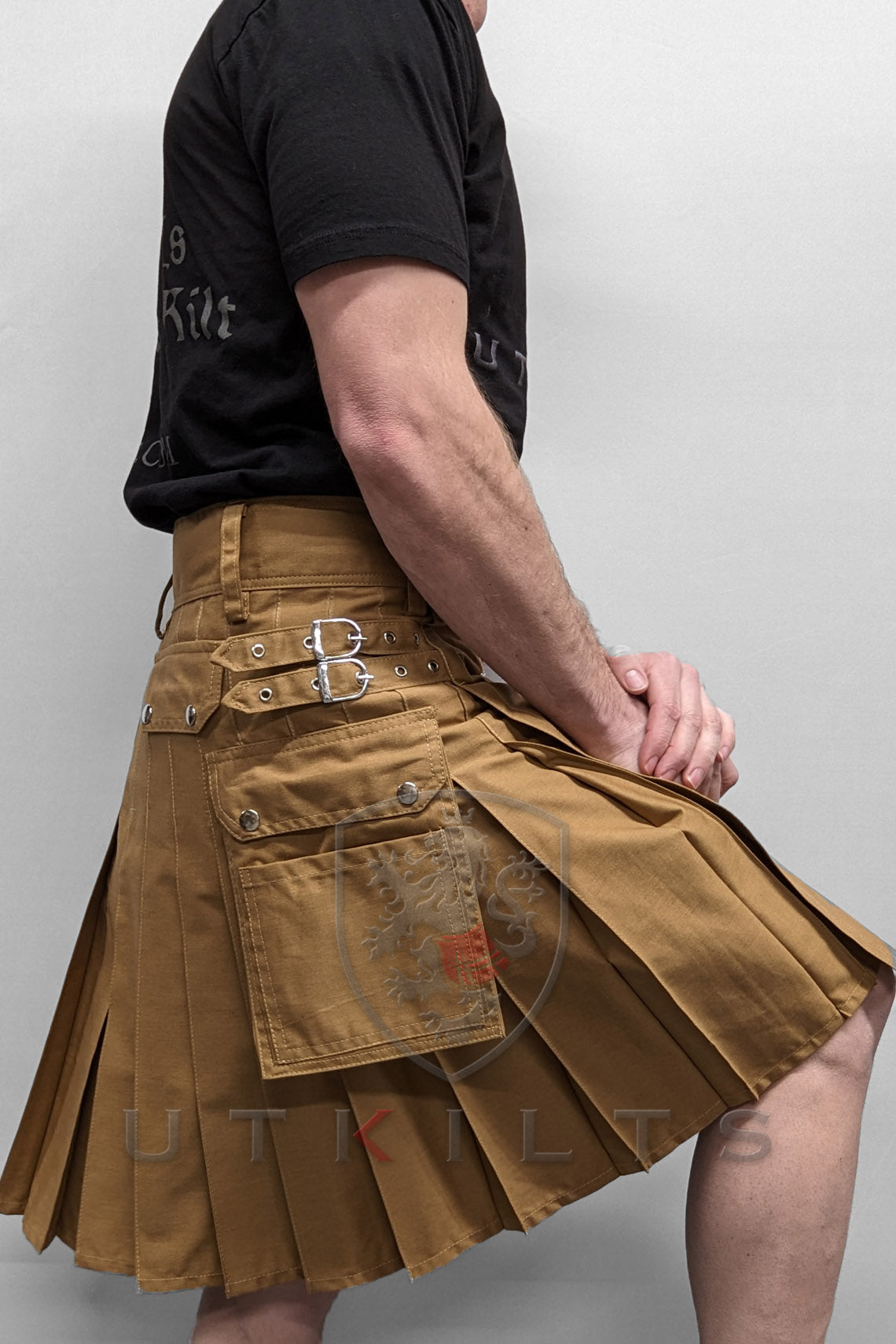 New Scottish Dark Khaki Utility Kilt For Men deals By House Of Scottish