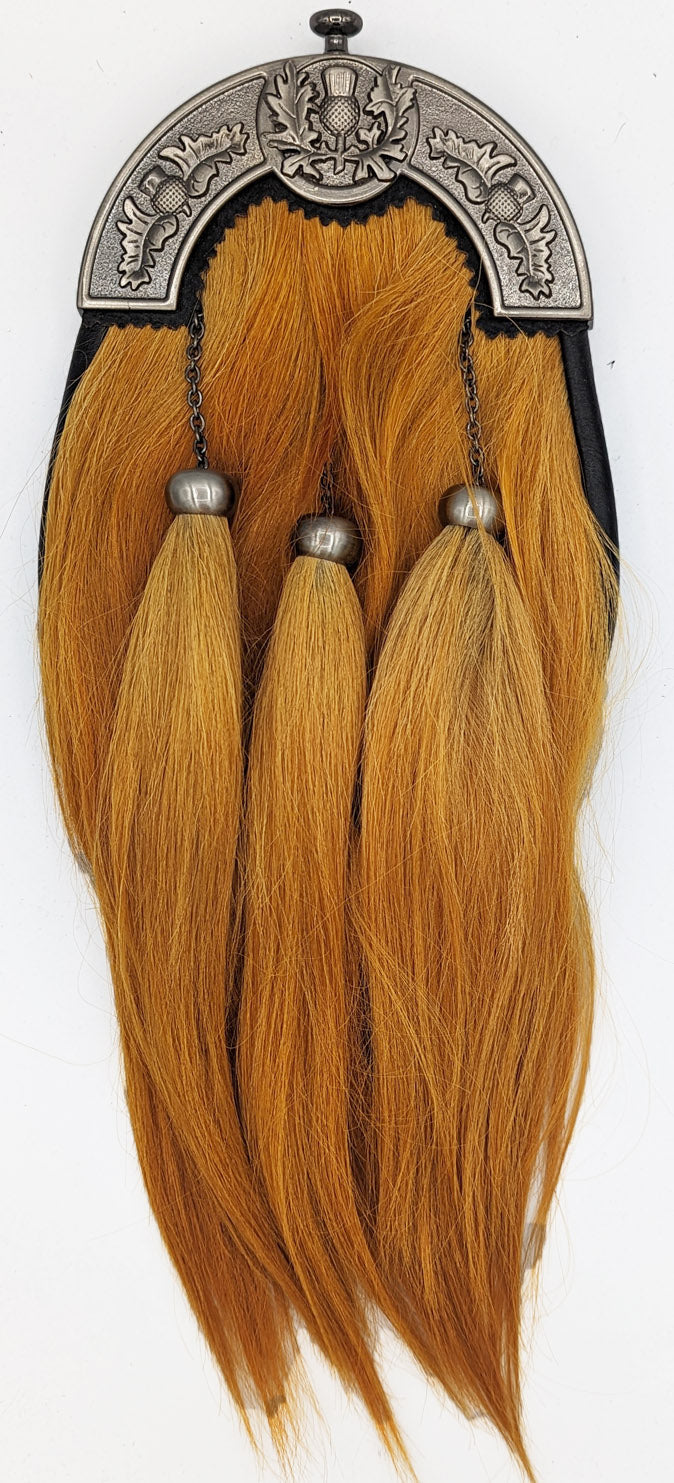 Formal Golden Goat Hair Sporran with Thistle Cantle