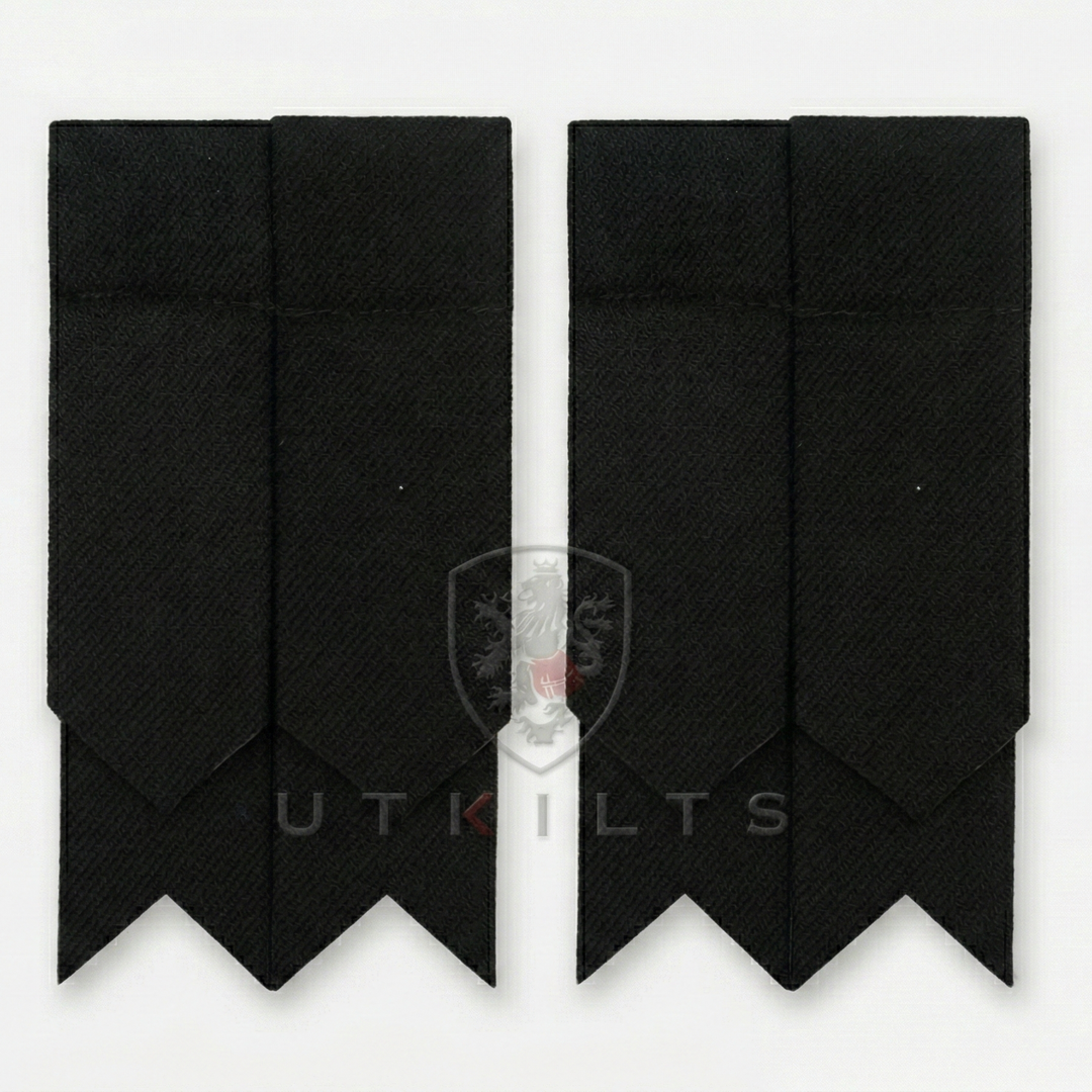 Solid Black Traditional Kilt Hose Flashes