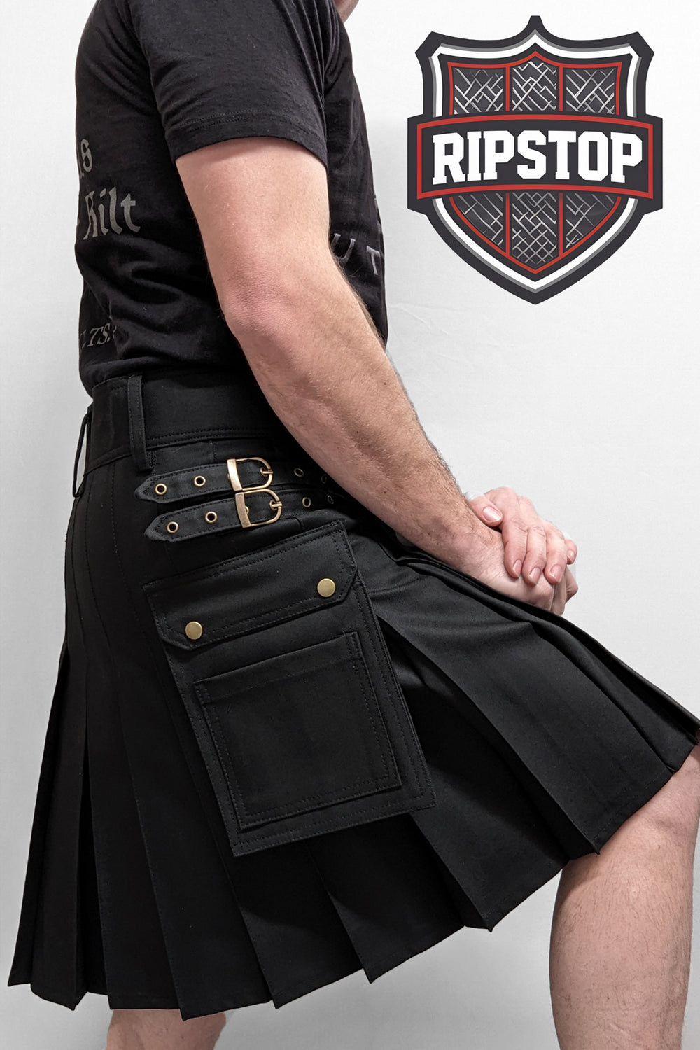 Utility Kilt – GlenLoch, Black Ripstop