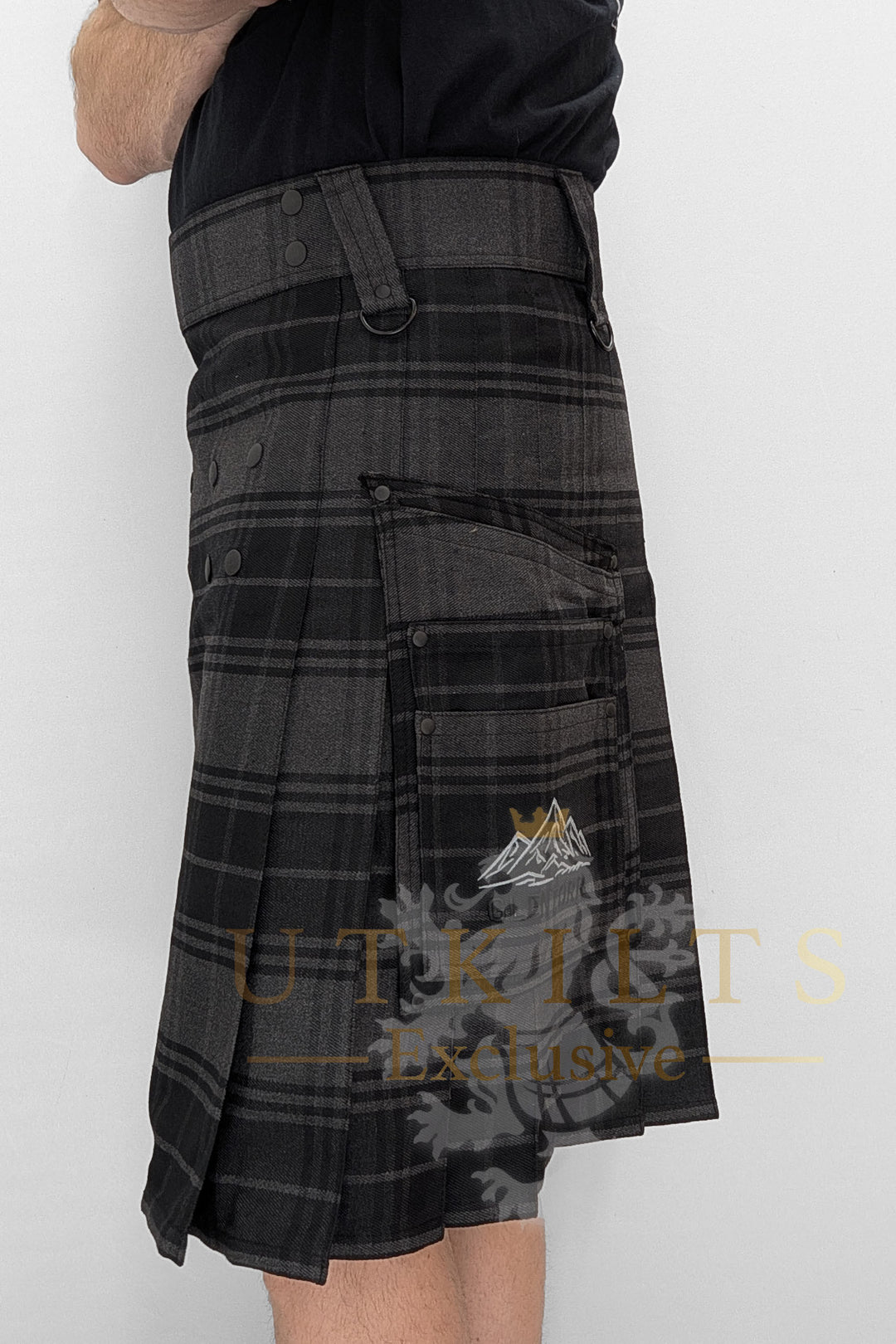CLEARANCE! Utility Kilt – GlenTorr, BlackFell Highlander Gray Tartan