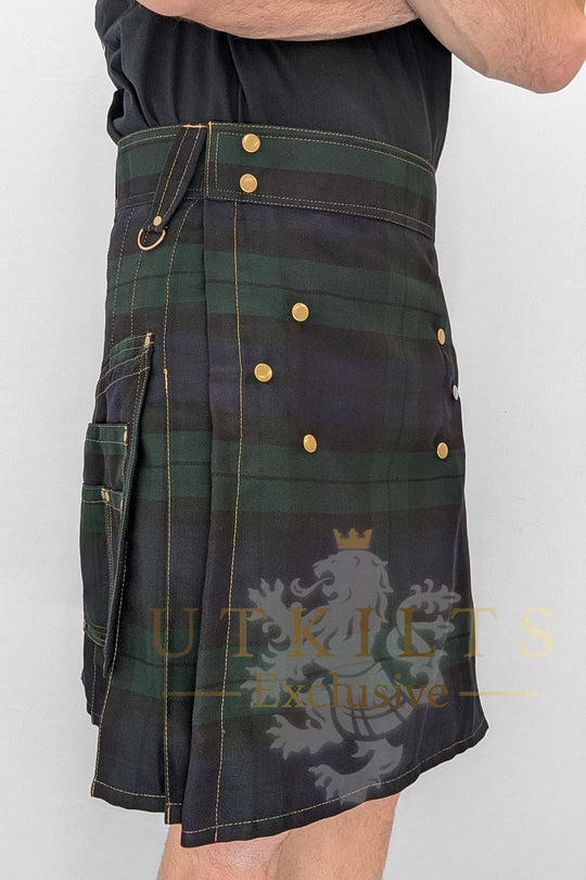 CLEARANCE! Utility Kilt – GlenTorr, EmberForge Black Watch Tartan