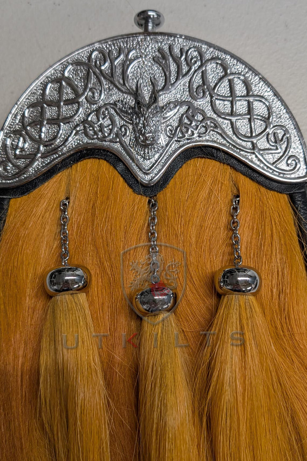 CLEARANCE! Kilt Sporran – Dress, Golden Goat Hair Long - Stag