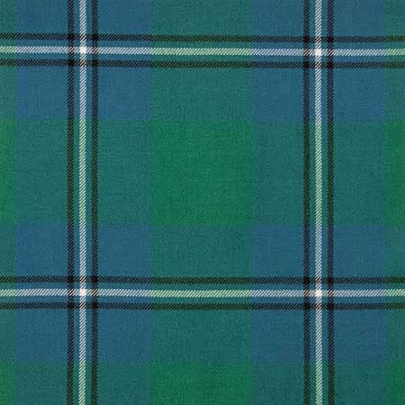 A blue and green tartan fabric showcasing the Standard Irvine Ancient Wool Tartan design, ideal for kilts and sashes.