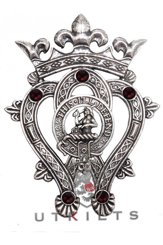 Plaid & Sash Brooch – Special Order, Clan Crest Luckenbooth