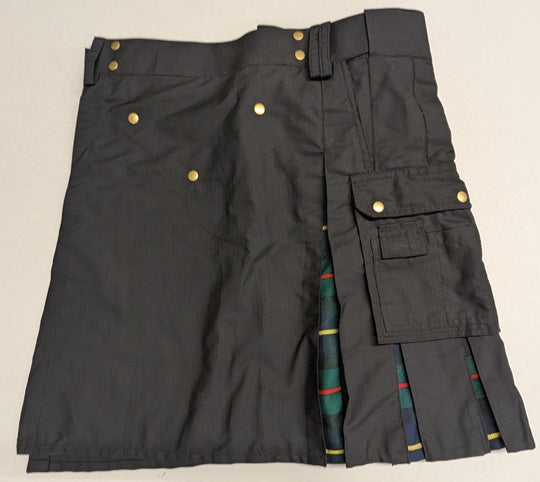 CLEARANCE! Black Ripstop / Macleod of Harris Box Pleat Ultimate Two Tone Kilts - 46x23.5