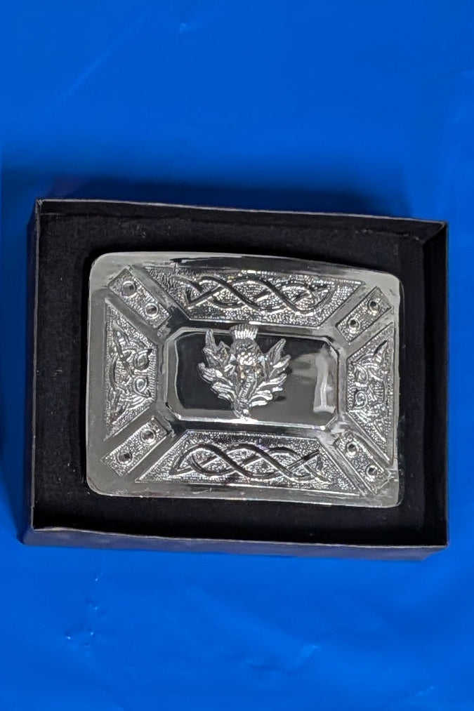 CLEARANCE! Kilt Buckle – Heritage, Thistle & Knot Chrome