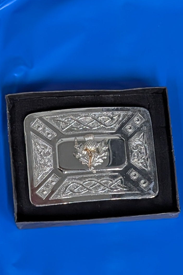 CLEARANCE! Kilt Buckle – Heritage, Thistle & Knot Chrome