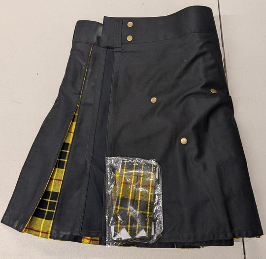 CLEARANCE! Black / Macleod of Lewis Box Pleat Ultimate Two Tone Kilts - 41x21