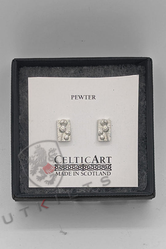 Scottish Thistle Rectangular Pendant and Earring Set