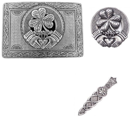 Irish Shamrock Bundle - Buckle, Cap badge, and Pin