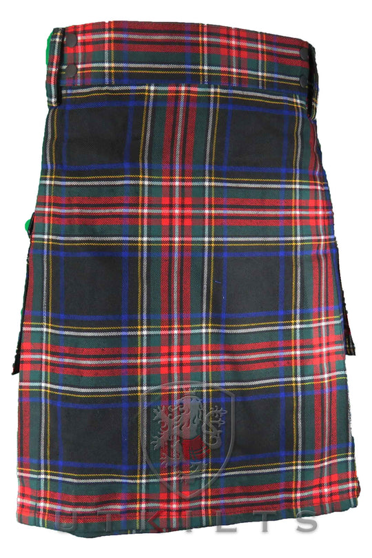 CLEARANCE! Standard Black Stewart Tartan Utility Kilt - 42x22