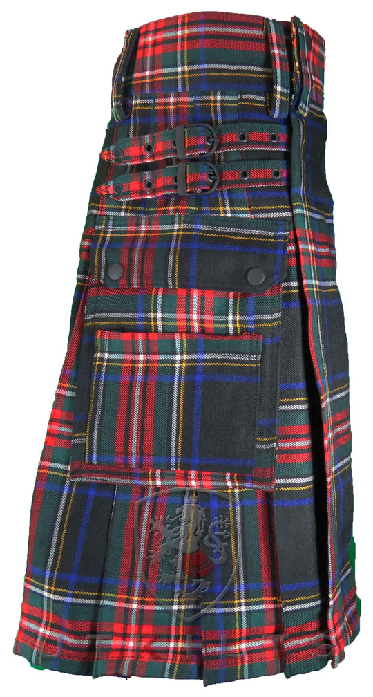 CLEARANCE! Standard Black Stewart Tartan Utility Kilt - 42x22