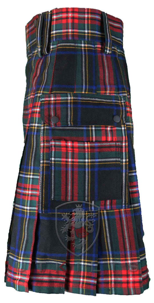 CLEARANCE! Standard Black Stewart Tartan Utility Kilt - 42x22