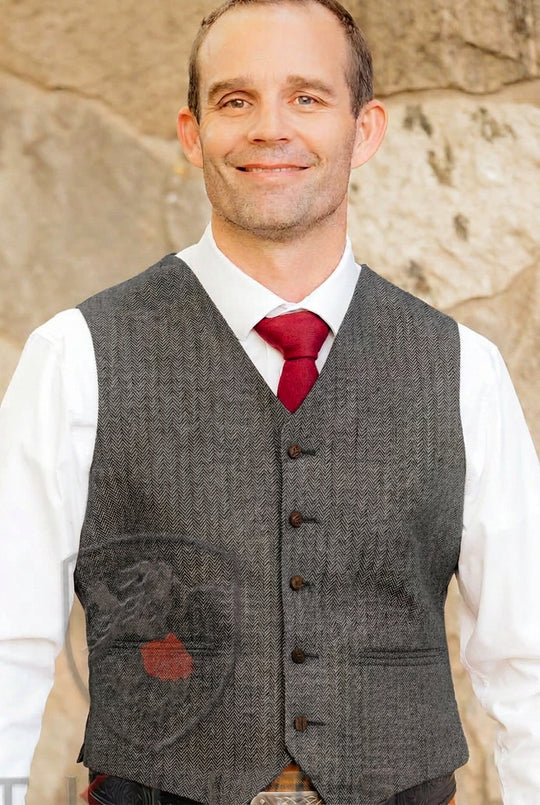CLEARANCE! 5 Button Kilt Vest, Tweed Gray - 44 Custom