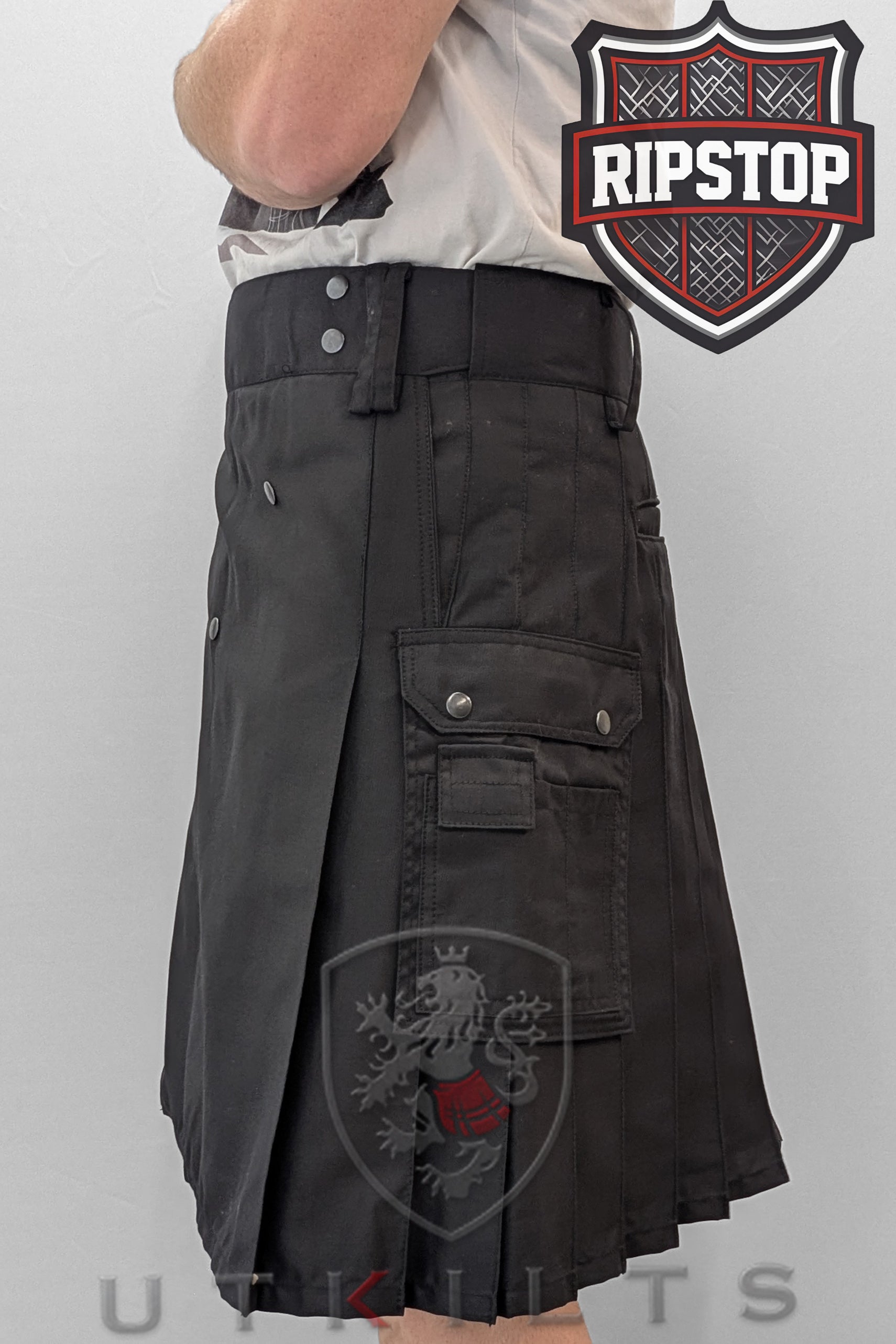 Ultimate Utility Kilt Black with Comfort Waist Ripstop – UT Kilts