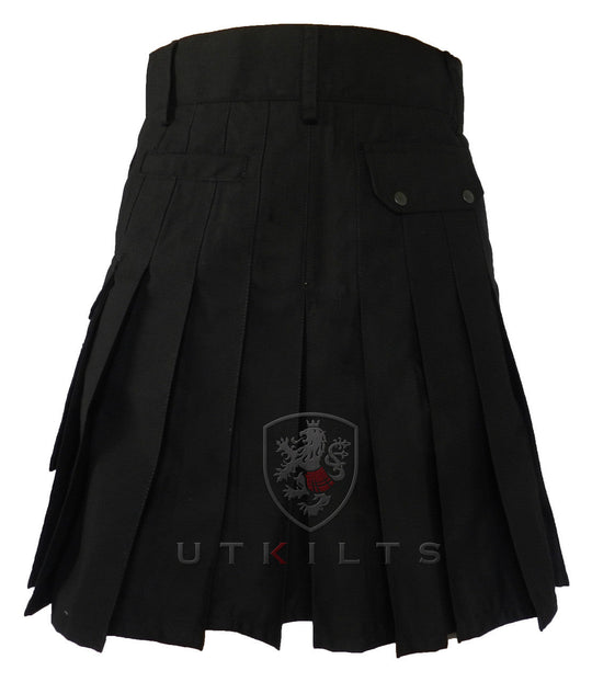 CLEARANCE! Ultimate Black Utility Kilt with Comfort Waist - 54x23
